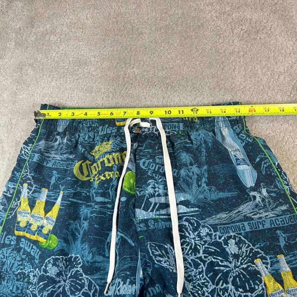 VTG Corona Extra Swim Trunks Mens 34 Blue Tropical Beer Board Shorts‎ Surf Rider
